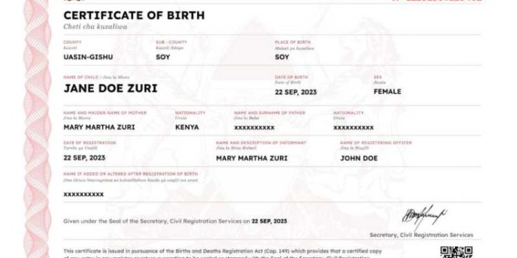 kenya birth certificate