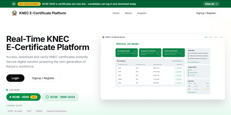 KNEC E-Certificate: